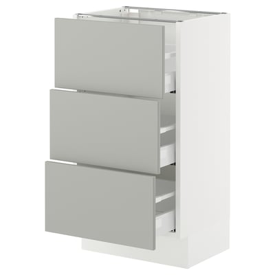 SEKTION / MAXIMERA Base cabinet with 3 drawers, white/Havstorp light gray, 18x15x30 "