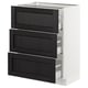 Modern kitchen cabinet with 4 drawers, black wood fronts, and white frame.