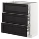 A SEKTION kitchen cabinet with three dark stained wooden drawers and a white frame.