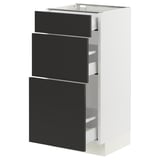 SEKTION / MAXIMERA Base cabinet with 3 drawers, white/Nickebo matt anthracite, 15x15x30 "