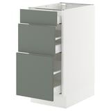 SEKTION / MAXIMERA Base cabinet with 3 drawers, white/Nickebo matt grey-green, 15x24x30 "