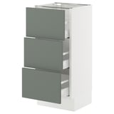 SEKTION / MAXIMERA Base cabinet with 3 drawers, white/Nickebo matt grey-green, 15x15x30 "