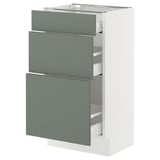 SEKTION / MAXIMERA Base cabinet with 3 drawers, white/Nickebo matt grey-green, 18x15x30 "