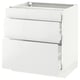 White SEKTION cabinet with glossy front, three drawers, rectangular shape, modern design.