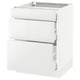 White ikea SEKTION kitchen cabinet with glossy drawers.