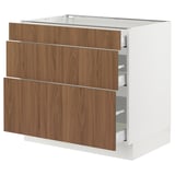 SEKTION / MAXIMERA Base cabinet with 3 drawers, white/Tistorp brown walnut effect, 36x24x30 "