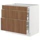 SEKTION / MAXIMERA Base cabinet with 3 drawers, white/Tistorp brown walnut effect, 36x24x30 "