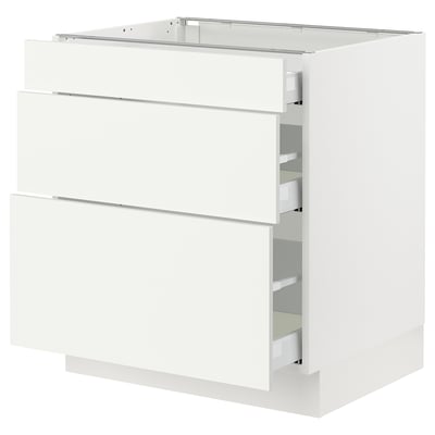 SEKTION / MAXIMERA Base cabinet with 3 drawers, white/Vallstena white, 30x24x30 "