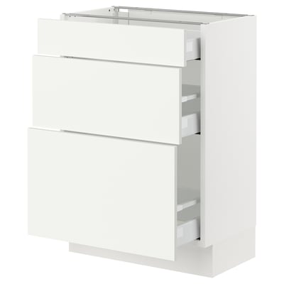 SEKTION / MAXIMERA Base cabinet with 3 drawers, white/Vallstena white, 24x15x30 "