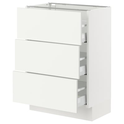 SEKTION / MAXIMERA Base cabinet with 3 drawers, white/Vallstena white, 24x15x30 "