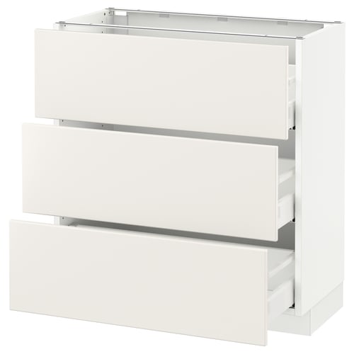 SEKTION white kitchen cabinet: modern, all-white, rectangular design. Smooth, sliding drawers. Sturdy, high-quality construction.