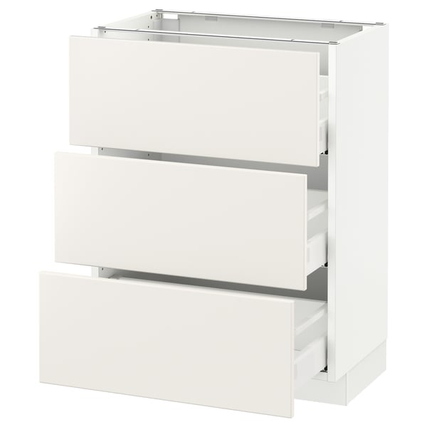 SEKTION white kitchen cabinet with smooth modern drawers, rectangular shape.