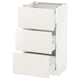 White SEKTION kitchen cabinet unit with three drawers.