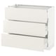SEKTION kitchen cabinet in white with smooth edges and three drawers.