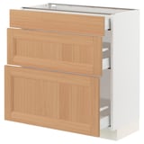 SEKTION / MAXIMERA Base cabinet with 3 drawers, white/Vedhamn oak, 30x15x30 "