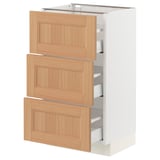 SEKTION / MAXIMERA Base cabinet with 3 drawers, white/Vedhamn oak, 18x15x30 "