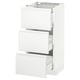 SEKTION white kitchen cabinet, 3 drawers, modern design, matte finish.