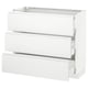 SEKTION kitchen unit in white. Three drawers, modern and minimalist design. Load-bearing frames, smooth-drawers.