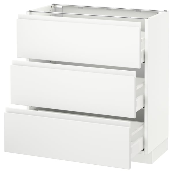 White SEKTION kitchen unit, three drawers.