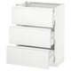 A white SEKTION kitchen cabinet with three drawers featuring minimalist handles. The cabinet is rectangular and made of particleboard and steel.