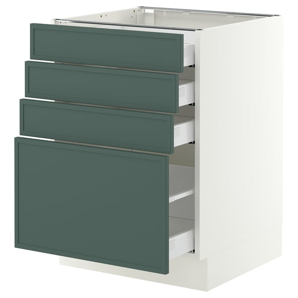 SEKTION / MAXIMERA Base cabinet with 4 drawers, white/Aspudden dark gray-green, 24x24x30 "