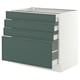 SEKTION / MAXIMERA Base cabinet with 4 drawers, white/Aspudden dark gray-green, 36x24x30 "