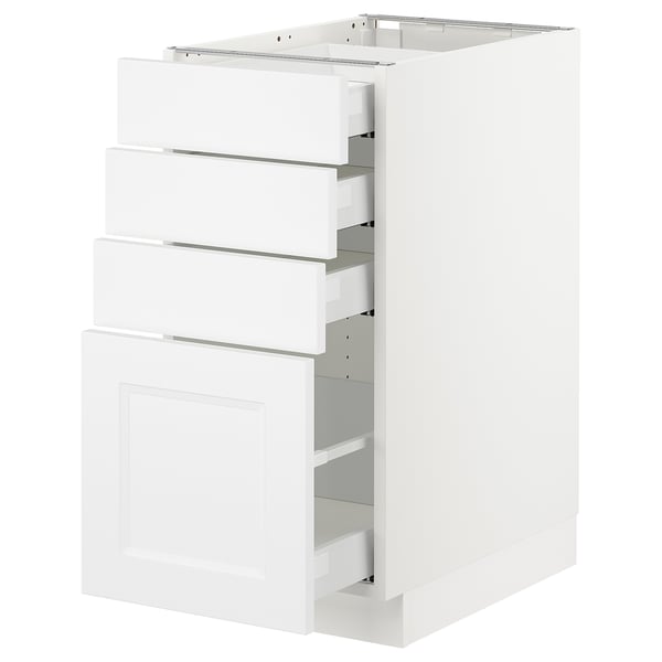SEKTION white cabinet with drawers, modern design, smooth surfaces.