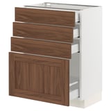 SEKTION / MAXIMERA Base cabinet with 4 drawers, white Enköping/brown walnut effect, 24x15x30 "