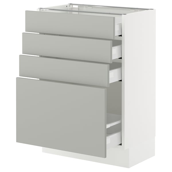 SEKTION / MAXIMERA Base cabinet with 4 drawers, white/Havstorp light gray, 24x15x30 "
