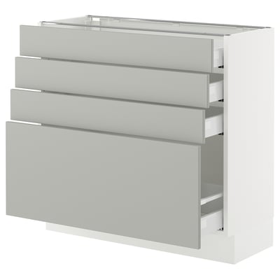 SEKTION / MAXIMERA Base cabinet with 4 drawers, white/Havstorp light gray, 36x15x30 "