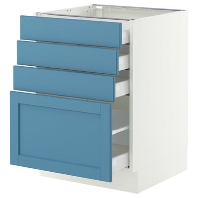 SEKTION / MAXIMERA Base cabinet with 4 drawers, white/Lerhyttan blue, 24x24x30 "