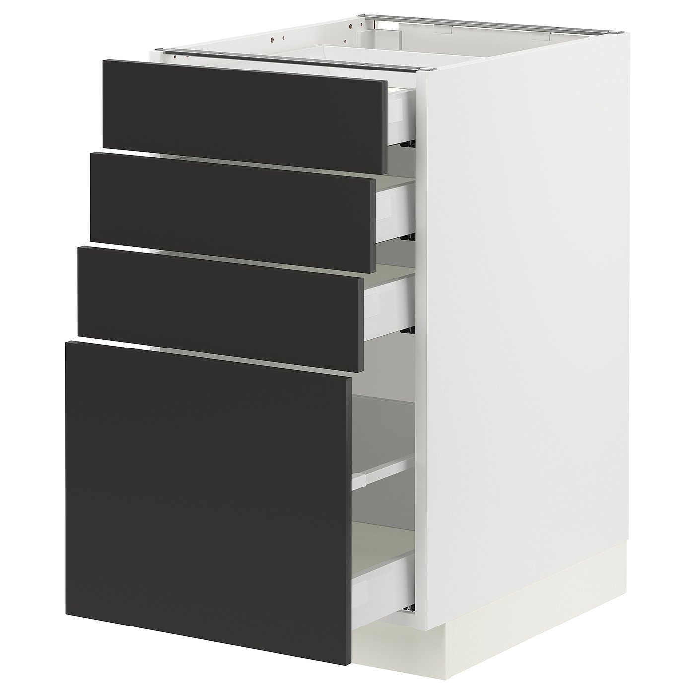 SEKTION / MAXIMERA, Base cabinet with 4 drawers, white/Nickebo matt anthracite