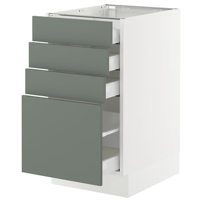 SEKTION / MAXIMERA Base cabinet with 4 drawers, white/Nickebo matt grey-green, 18x24x30 "