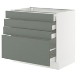SEKTION / MAXIMERA Base cabinet with 4 drawers, white/Nickebo matt grey-green, 36x24x30 "