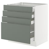 SEKTION / MAXIMERA Base cabinet with 4 drawers, white/Nickebo matt grey-green, 30x24x30 "