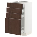 SEKTION / MAXIMERA Base cabinet with 4 drawers, white/Sinarp brown, 18x15x30 "