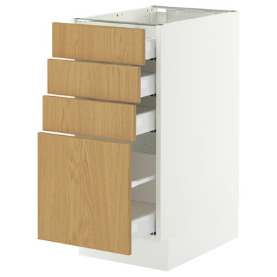 SEKTION / MAXIMERA Base cabinet with 4 drawers, white/Sinarp oak veneer, 15x24x30 "