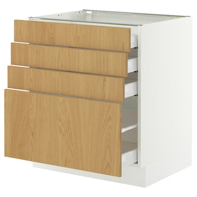 SEKTION / MAXIMERA Base cabinet with 4 drawers, white/Sinarp oak veneer, 30x24x30 "