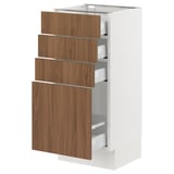 SEKTION / MAXIMERA Base cabinet with 4 drawers, white/Tistorp brown walnut effect, 15x15x30 "