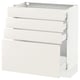 A white SEKTION kitchen cabinet with multiple drawers, modern and minimalist design with smooth surfaces.