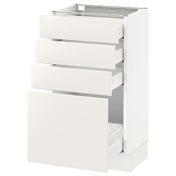 SEKTION kitchen cabinet in white with multiple pull-out drawers, modern design.
