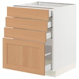 SEKTION / MAXIMERA Base cabinet with 4 drawers, white/Vedhamn oak, 24x24x30 "