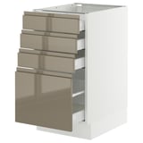 SEKTION / MAXIMERA Base cabinet with 4 drawers, white/Voxtorp high-gloss dark grey-brown, 18x24x30 "
