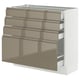 SEKTION / MAXIMERA Base cabinet with 4 drawers, white/Voxtorp high-gloss dark grey-brown, 36x15x30 "