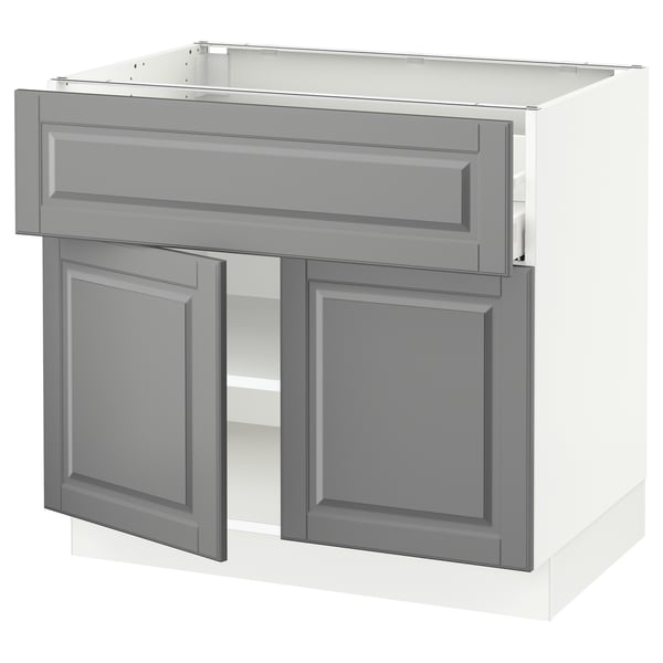 SEKTION / MAXIMERA Base cabinet with drawer/2 doors, white/Bodbyn gray, 36x24x30 "