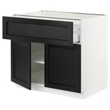 SEKTION / MAXIMERA Base cabinet with drawer/2 doors, white/Lerhyttan black stained, 36x24x30 "