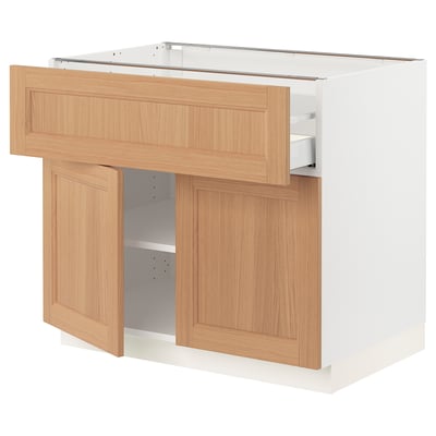 SEKTION / MAXIMERA Base cabinet with drawer/2 doors, white/Vedhamn oak, 36x24x30 "