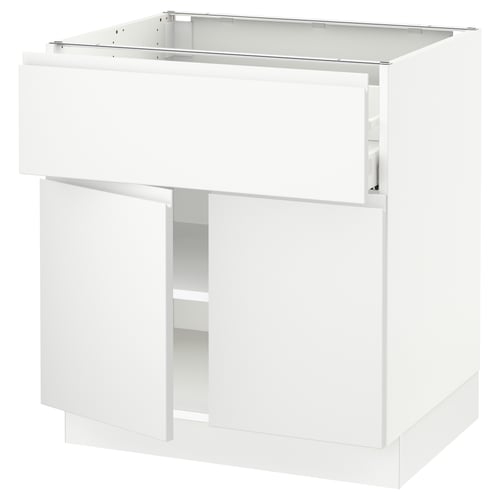 White SEKTION kitchen cabinet with single door and drawer, modern minimalist design.