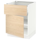 SEKTION / MAXIMERA Base cabinet with drawer/door, white/Askersund light ash effect, 24x24x30 "