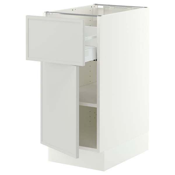 SEKTION / MAXIMERA Base cabinet with drawer/door, white/Aspudden light gray, 15x24x30 "